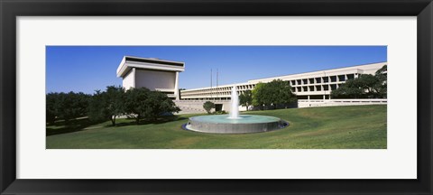 Framed Fountain in front of a library, Lyndon Johnson Presidential Library and Museum, Austin, Texas, USA Print