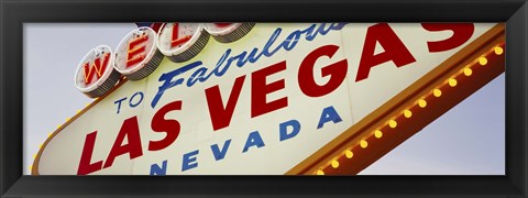 Framed Close-up of a welcome sign, Las Vegas, Nevada Print