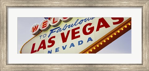 Framed Close-up of a welcome sign, Las Vegas, Nevada Print
