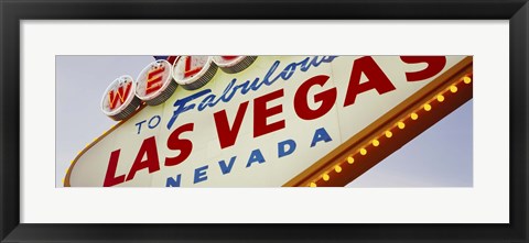 Framed Close-up of a welcome sign, Las Vegas, Nevada Print