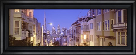 Framed San Francisco Street with view of Skyscrapers Print