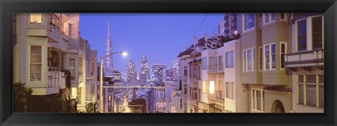 Framed San Francisco Street with view of Skyscrapers Print