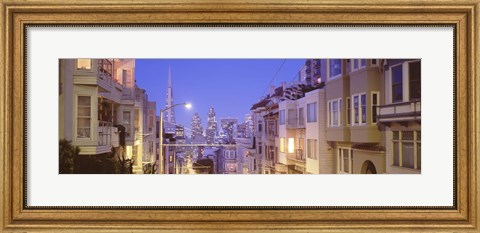 Framed San Francisco Street with view of Skyscrapers Print