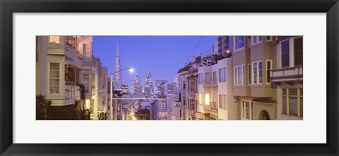 Framed San Francisco Street with view of Skyscrapers Print