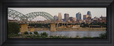 Framed Bridge across the river, Kansas City, Missouri, USA Print