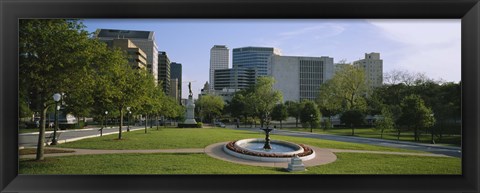 Framed Fountain In A Park, Austin, Texas, USA Print