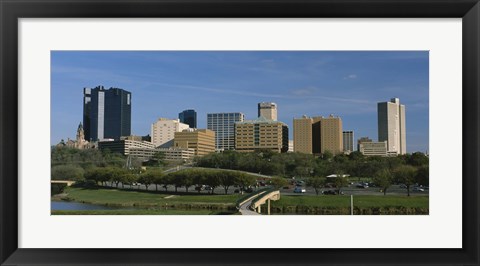 Framed Buildings in a city, Fort Worth, Texas Print