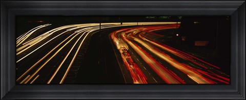 Framed High angle view of traffic on a road at night, Oakland, California, USA Print