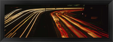 Framed High angle view of traffic on a road at night, Oakland, California, USA Print