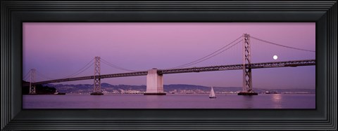 Framed Suspension bridge over a bay, Bay Bridge, San Francisco, California, USA Print