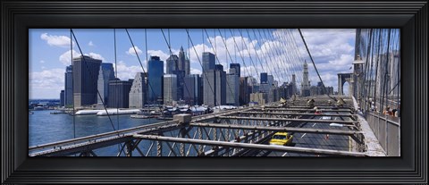 Framed Traffic on a bridge, Brooklyn Bridge, Manhattan, New York City, New York State Print