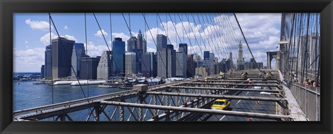 Framed Traffic on a bridge, Brooklyn Bridge, Manhattan, New York City, New York State Print