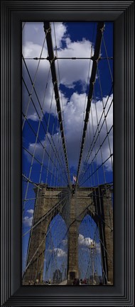 Framed Low angle view of a bridge, Brooklyn Bridge, Manhattan (color, vertical) Print