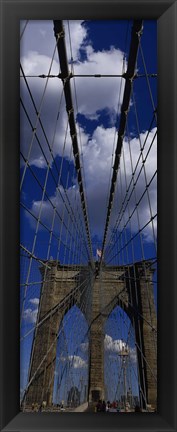 Framed Low angle view of a bridge, Brooklyn Bridge, Manhattan (color, vertical) Print