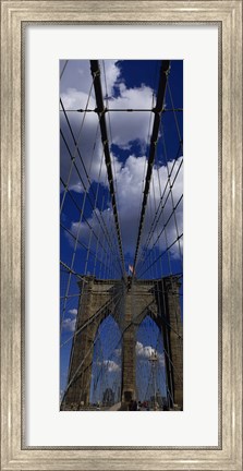 Framed Low angle view of a bridge, Brooklyn Bridge, Manhattan (color, vertical) Print