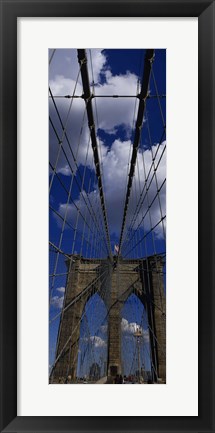 Framed Low angle view of a bridge, Brooklyn Bridge, Manhattan (color, vertical) Print