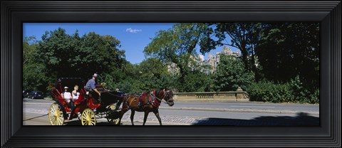 Framed Tourists Traveling In A Horse Cart, NYC, New York City, New York State, USA Print
