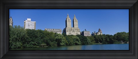 Framed Buildings on the bank of a lake, Manhattan, New York City, New York State, USA Print