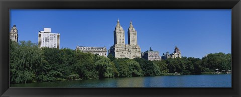 Framed Buildings on the bank of a lake, Manhattan, New York City, New York State, USA Print