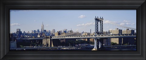 Framed Bridge over a river, Manhattan Bridge, Manhattan, New York City Print