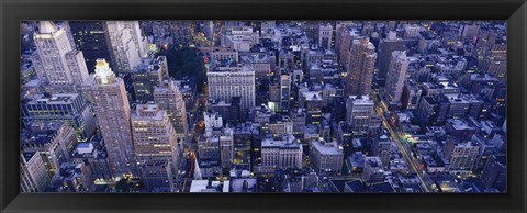 Framed Aerial View Of Buildings In A City, Manhattan, NYC, New York City, New York State, USA Print