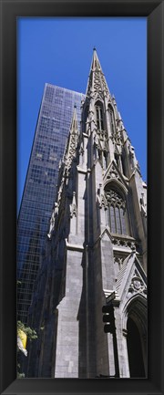 Framed Low angle view of a cathedral, St. Patrick&#39;s Cathedral, Manhattan, New York City, New York State, USA Print