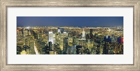 Framed Buildings Lit Up At Dusk, Manhattan, NYC, New York City Print