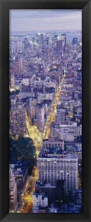 Framed Aerial View of Traffic Through Manhattan (vertical) Print