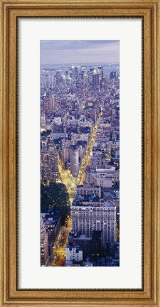 Framed Aerial View of Traffic Through Manhattan (vertical) Print