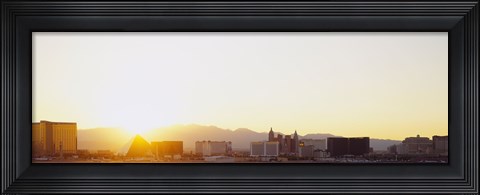 Framed Sunrise over a city, Las Vegas, Nevada, USA Print