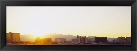 Framed Sunrise over a city, Las Vegas, Nevada, USA Print