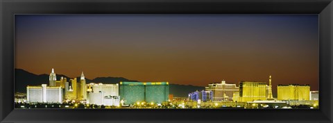 Framed Las Vegas skyline at night, Nevada Print