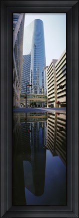 Framed Reflection of buildings on water, Houston, Texas, USA Print