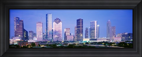 Framed Houston Skyline Lit Up, Texas Print