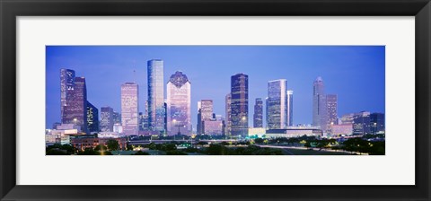 Framed Houston Skyline Lit Up, Texas Print