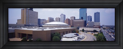 Framed High Angle View Of Office Buildings In A City, Dallas, Texas, USA Print