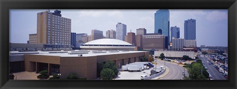 Framed High Angle View Of Office Buildings In A City, Dallas, Texas, USA Print