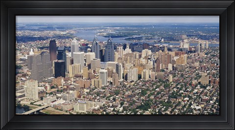 Framed Aerial view of a city, Philadelphia, Pennsylvania Print