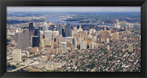 Framed Aerial view of a city, Philadelphia, Pennsylvania Print