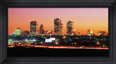 Framed Fort Worth at dusk, Texas Print