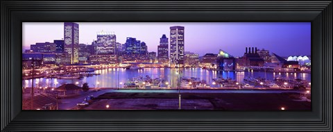 Framed Inner Harbor, Baltimore, Maryland at Night Print