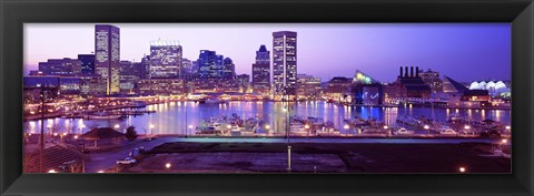 Framed Inner Harbor, Baltimore, Maryland at Night Print