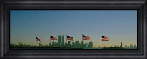 Framed American flags in a row, New York City, New York State, USA Print