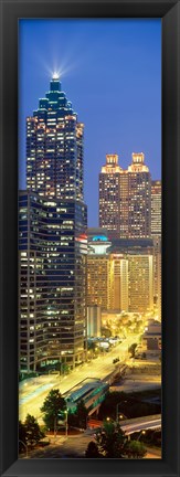 Framed Skyscrapers lit up at night, Atlanta, Georgia, USA Print