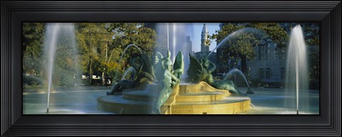 Framed Fountain In Front Of A Building, Logan Circle, City Hall, Philadelphia, Pennsylvania, USA Print