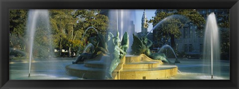 Framed Fountain In Front Of A Building, Logan Circle, City Hall, Philadelphia, Pennsylvania, USA Print