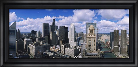 Framed Aerial view of a river, Chicago River, Chicago, Illinois, USA Print