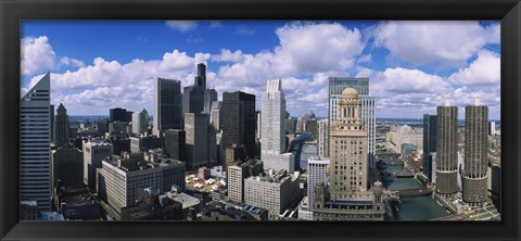 Framed Aerial view of a river, Chicago River, Chicago, Illinois, USA Print