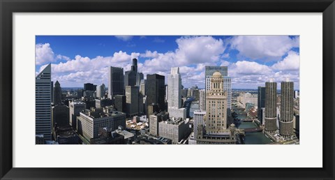 Framed Aerial view of a river, Chicago River, Chicago, Illinois, USA Print