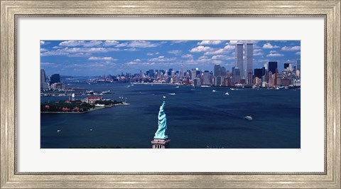 Framed Statue of Liberty with New York City Skyline Print